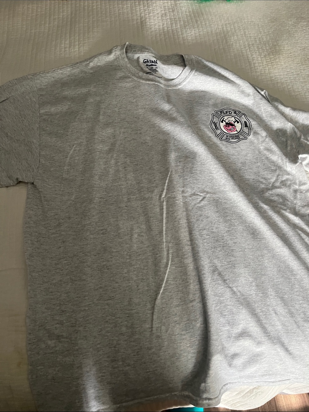 Gildan Light Gray Short Sleeve Crewneck Tee with Small Chest Emblem dutch house
